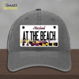 At The Beach Maryland Novelty License Plate Hat Unconstructed Cotton / Charcoal