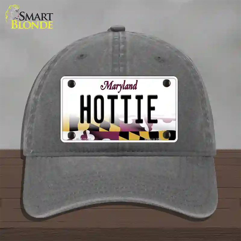 Hottie Maryland Novelty License Plate Hat Unconstructed Cotton / Charcoal