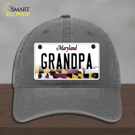 Grandpa Maryland Novelty License Plate Hat Unconstructed Cotton / Charcoal