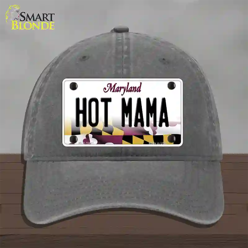 Hot Mama Maryland Novelty License Plate Hat Unconstructed Cotton / Charcoal