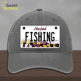 Fishing Maryland Novelty License Plate Hat Unconstructed Cotton / Charcoal