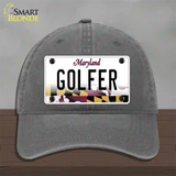 Golfer Maryland Novelty License Plate Hat Unconstructed Cotton / Charcoal