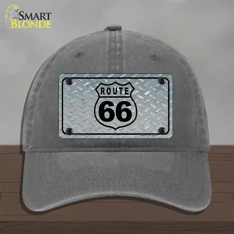 Route 66 Shield Diamond Novelty License Plate Hat Unconstructed Cotton / Charcoal