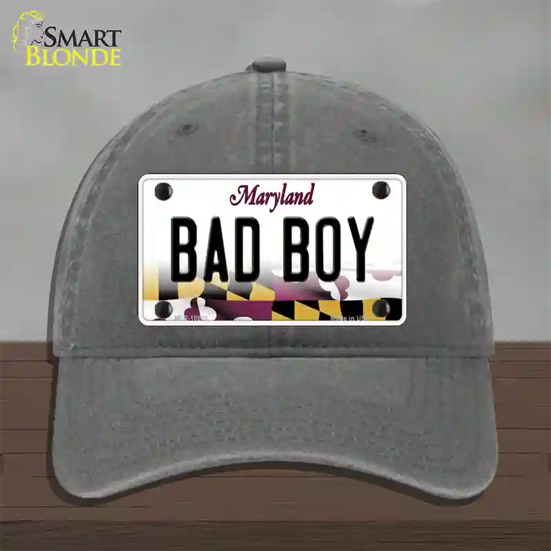 Bad Boy Maryland Novelty License Plate Hat Unconstructed Cotton / Charcoal