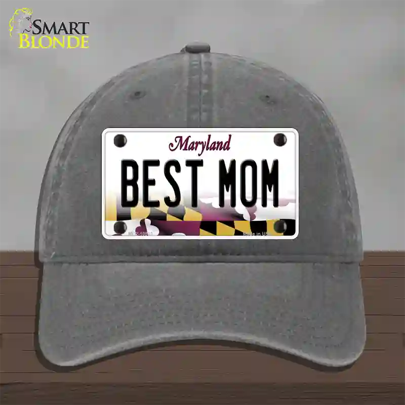 Best Mom Maryland Novelty License Plate Hat Unconstructed Cotton / Charcoal