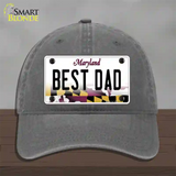 Best Dad Maryland Novelty License Plate Hat Unconstructed Cotton / Charcoal