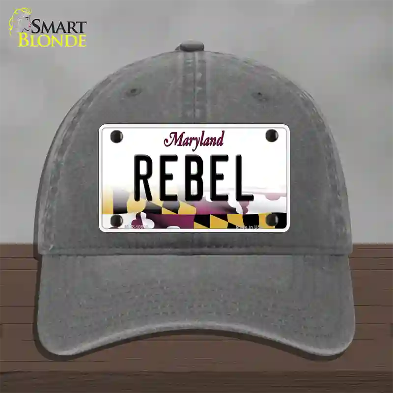 Rebel Maryland Novelty License Plate Hat Unconstructed Cotton / Charcoal