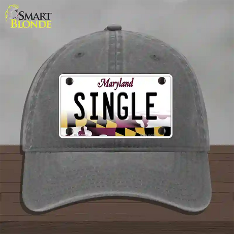 Single Maryland Novelty License Plate Hat Unconstructed Cotton / Charcoal