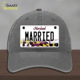 Married Maryland Novelty License Plate Hat Unconstructed Cotton / Charcoal