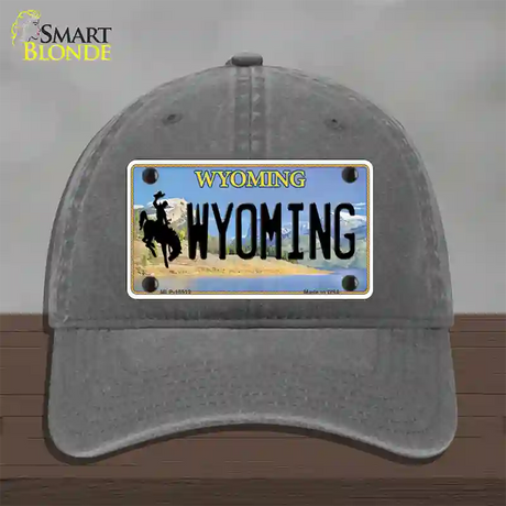 Wyoming Tag Novelty License Plate Hat Unconstructed Cotton / Charcoal