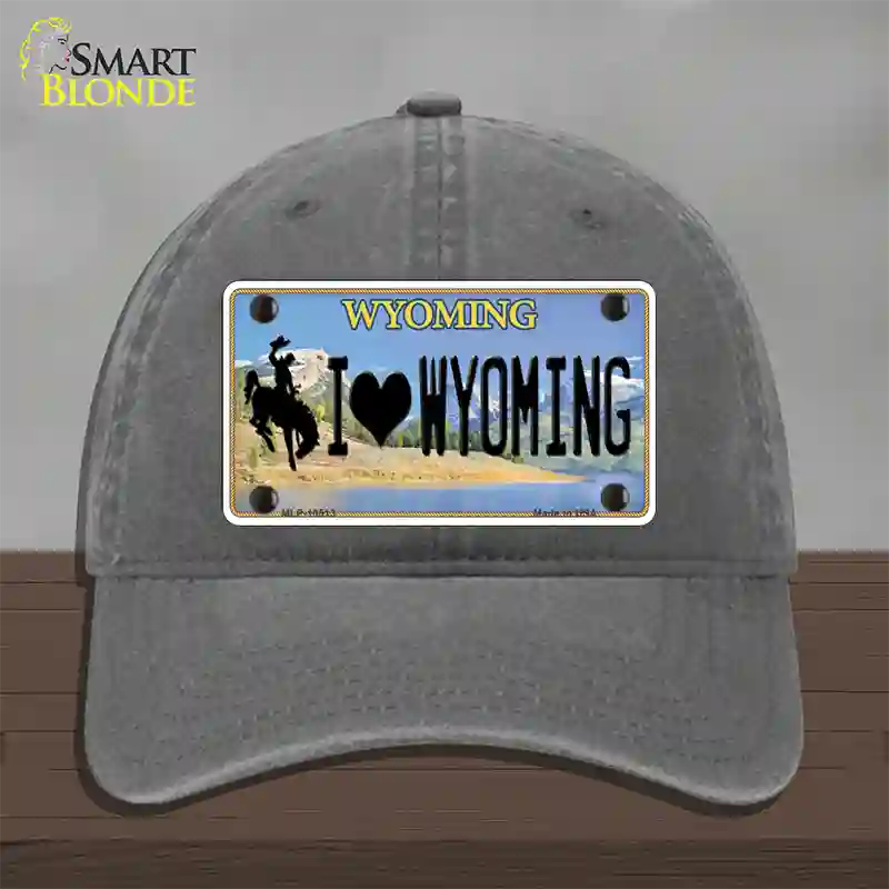 I Love Wyoming Novelty License Plate Hat Unconstructed Cotton / Charcoal