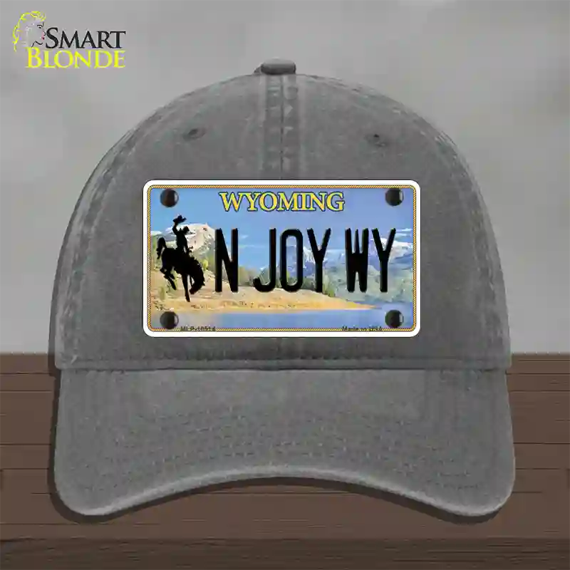 N Joy WY Wyoming Novelty License Plate Hat Unconstructed Cotton / Charcoal