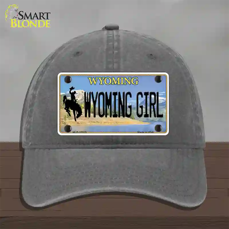 Wyoming Girl Novelty License Plate Hat Unconstructed Cotton / Charcoal