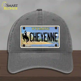 Cheyenne Wyoming Novelty License Plate Hat Unconstructed Cotton / Charcoal