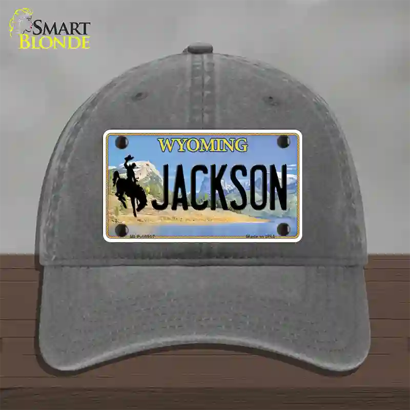 Jackson Wyoming Novelty License Plate Hat Unconstructed Cotton / Charcoal