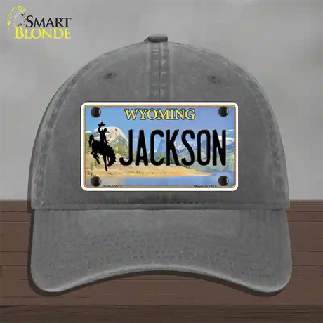 Jackson Wyoming Novelty License Plate Hat Unconstructed Cotton / Charcoal