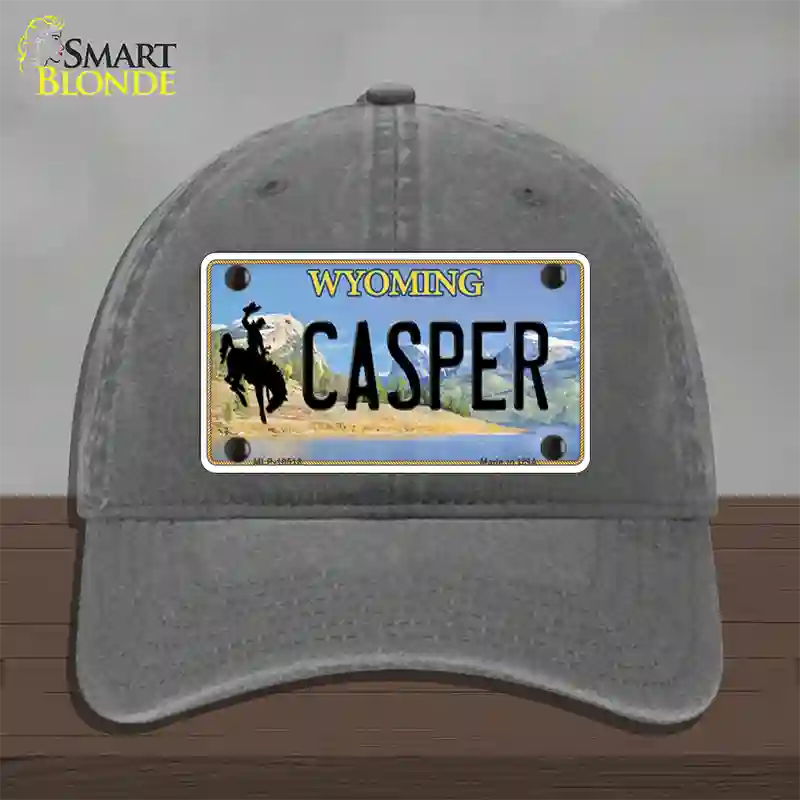 Casper Wyoming Novelty License Plate Hat Unconstructed Cotton / Charcoal