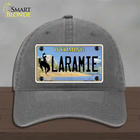 Laramie Wyoming Novelty License Plate Hat Unconstructed Cotton / Charcoal