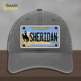 Sheridan Wyoming Novelty License Plate Hat Unconstructed Cotton / Charcoal