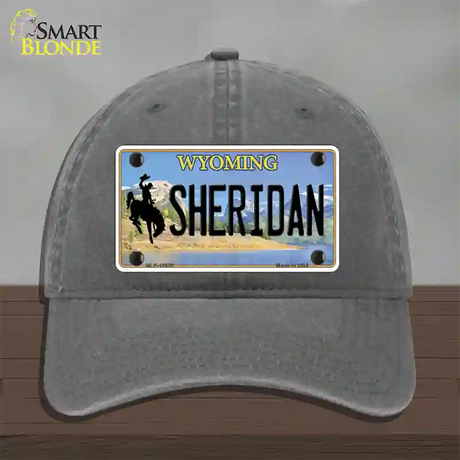 Sheridan Wyoming Novelty License Plate Hat Unconstructed Cotton / Charcoal