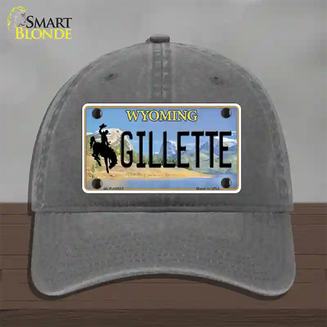 Gillette Wyoming Novelty License Plate Hat Unconstructed Cotton / Charcoal