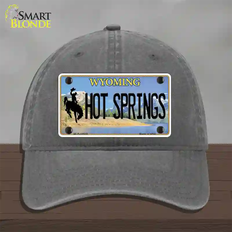 Hot Springs Wyoming Novelty License Plate Hat Unconstructed Cotton / Charcoal