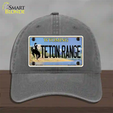 Teton Range Wyoming Novelty License Plate Hat Unconstructed Cotton / Charcoal