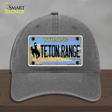 Teton Range Wyoming Novelty License Plate Hat Unconstructed Cotton / Charcoal