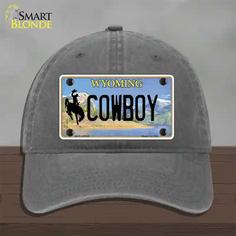 Cowboy Wyoming Novelty License Plate Hat Unconstructed Cotton / Charcoal