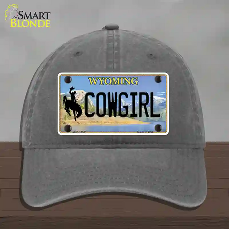 Cowgirl Wyoming Novelty License Plate Hat Unconstructed Cotton / Charcoal