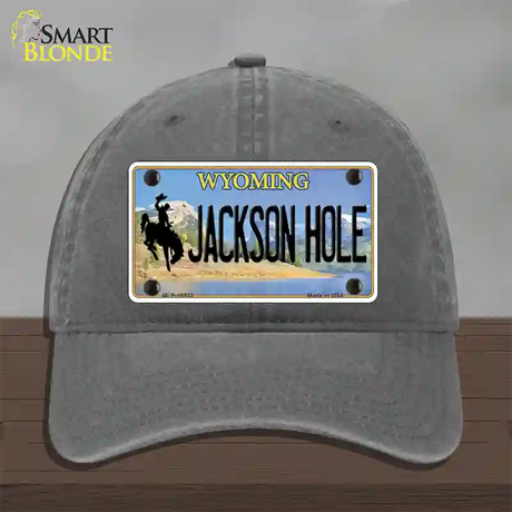 Jackson Hole Wyoming Novelty License Plate Hat Unconstructed Cotton / Charcoal