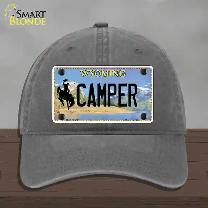 Camper Wyoming Novelty License Plate Hat Unconstructed Cotton / Charcoal