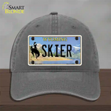 Skier Wyoming Novelty License Plate Hat Unconstructed Cotton / Charcoal