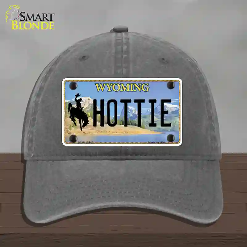 Hottie Wyoming Novelty License Plate Hat Unconstructed Cotton / Charcoal