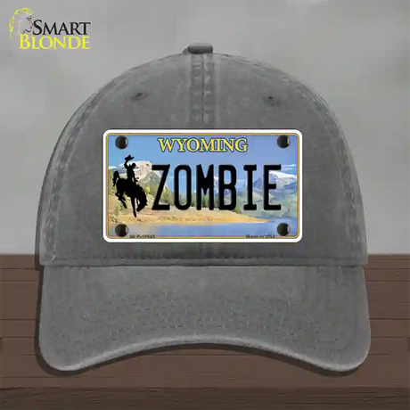 Zombie Wyoming Novelty License Plate Hat Unconstructed Cotton / Charcoal