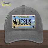 Jesus Wyoming Novelty License Plate Hat Unconstructed Cotton / Charcoal