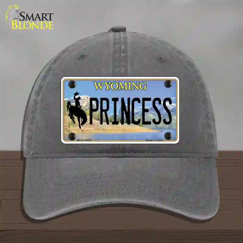 Princess Wyoming Novelty License Plate Hat Unconstructed Cotton / Charcoal