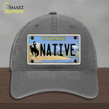 Native Wyoming Novelty License Plate Hat Unconstructed Cotton / Charcoal