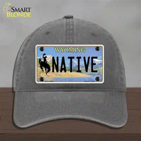 Native Wyoming Novelty License Plate Hat Unconstructed Cotton / Charcoal