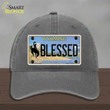 Blessed Wyoming Novelty License Plate Hat Unconstructed Cotton / Charcoal