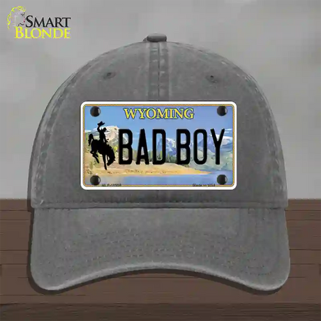 Bad Boy Wyoming Novelty License Plate Hat Unconstructed Cotton / Charcoal