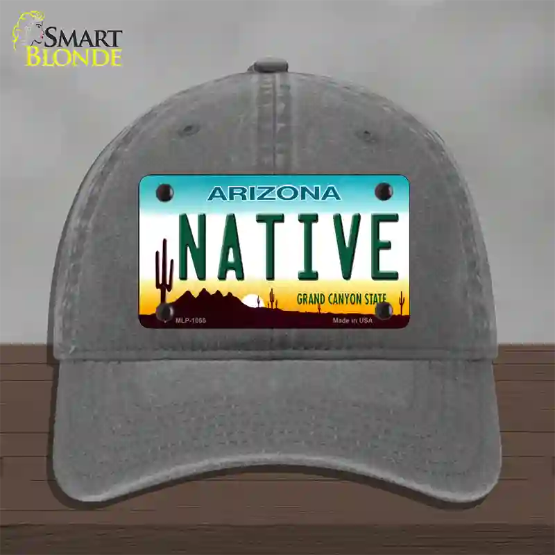 Native Arizona Novelty License Plate Hat Unconstructed Cotton / Charcoal