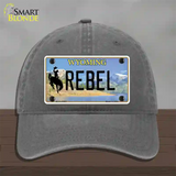 Rebel Wyoming Novelty License Plate Hat Unconstructed Cotton / Charcoal