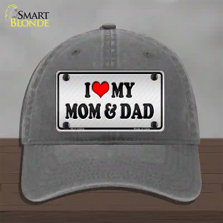 Love My Mom And Dad Novelty License Plate Hat Unconstructed Cotton / Charcoal