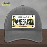 I Love Nebraska Novelty License Plate Hat Unconstructed Cotton / Charcoal