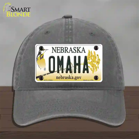 Omaha Nebraska Novelty License Plate Hat Unconstructed Cotton / Charcoal