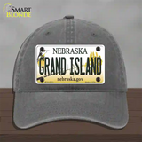 Grand Island Nebraska Novelty License Plate Hat Unconstructed Cotton / Charcoal