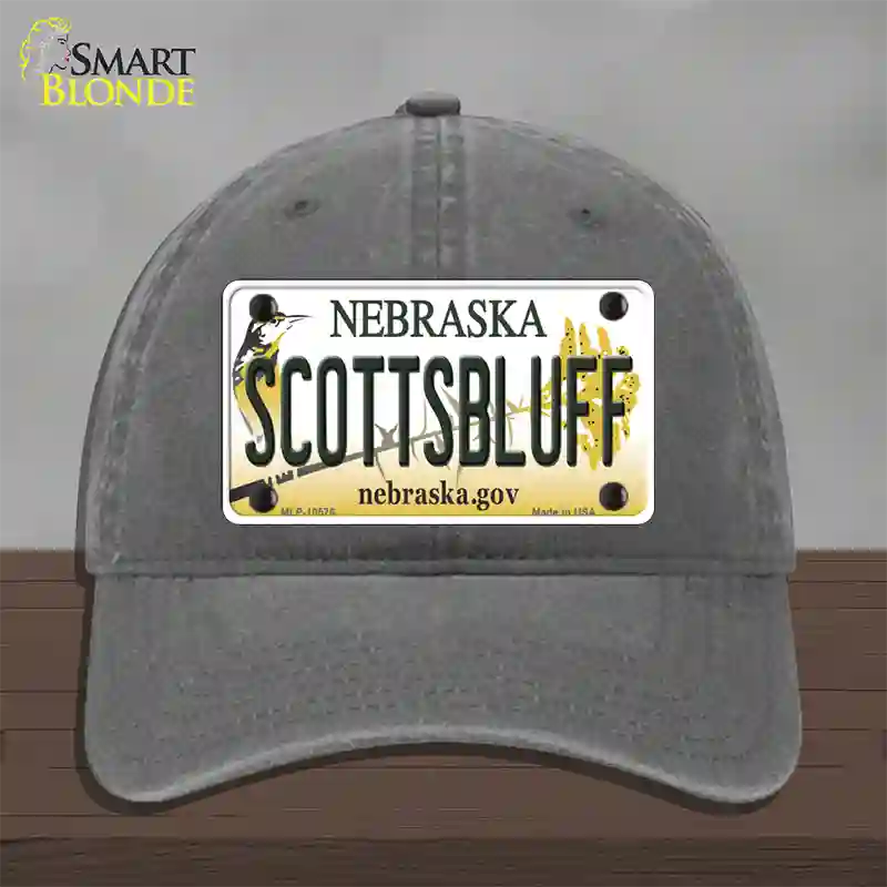 Scottsbluff Nebraska Novelty License Plate Hat Unconstructed Cotton / Charcoal