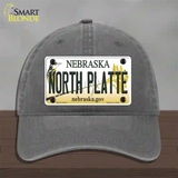 North Platte Nebraska Novelty License Plate Hat Unconstructed Cotton / Charcoal