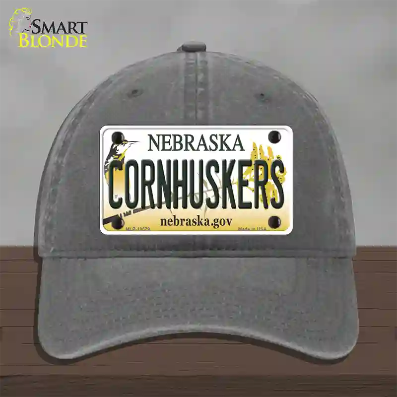 Cornhuskers Nebraska Novelty License Plate Hat Unconstructed Cotton / Charcoal